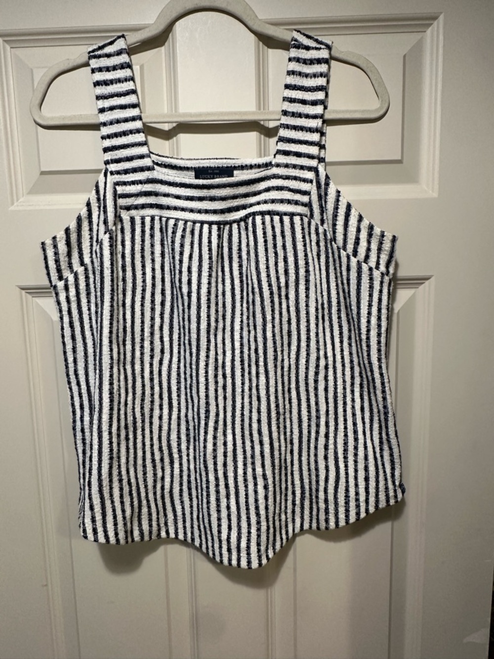 Lucky Brand Navy & White Striped Square-Neck Knit Tank